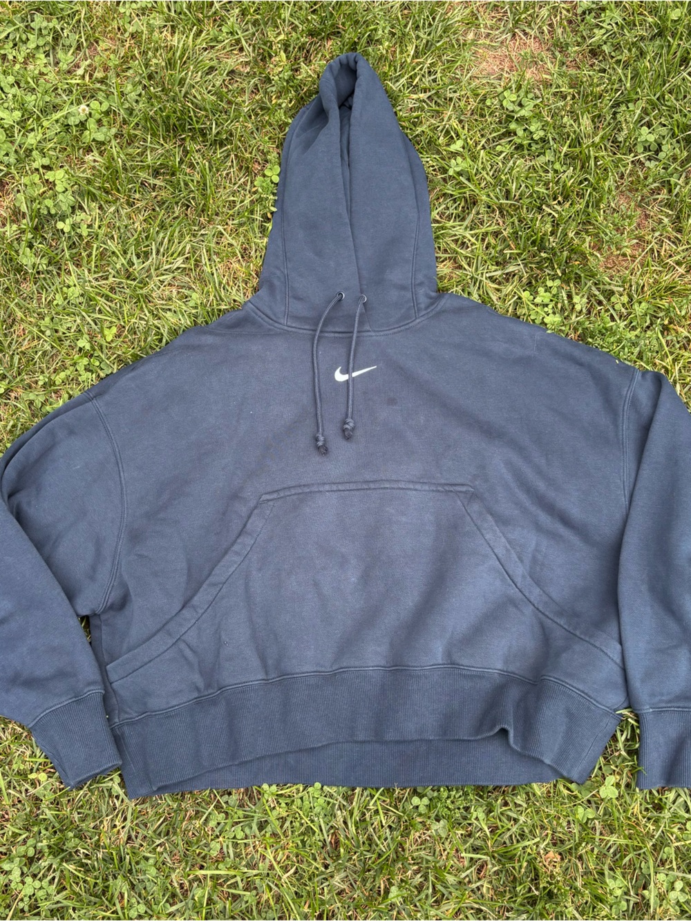 Nike Center Swoosh Blue Hoodie with White